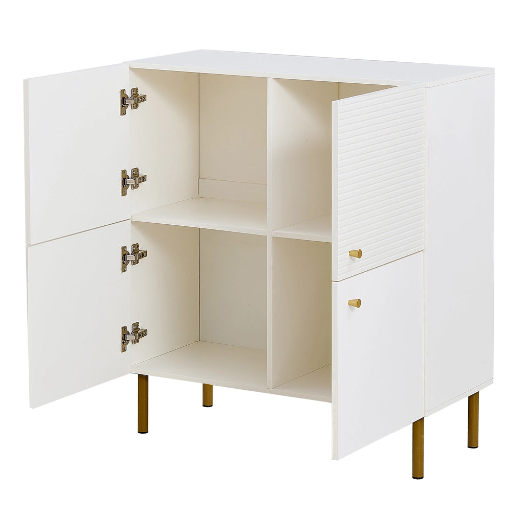 Credenza bianca in MDF con gambe in acciaio 80x36x90 cm