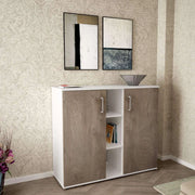 Mobile ingresso con 2 ante e 3 mensole di colore Bianco e Rovere chiaro mod. Franck