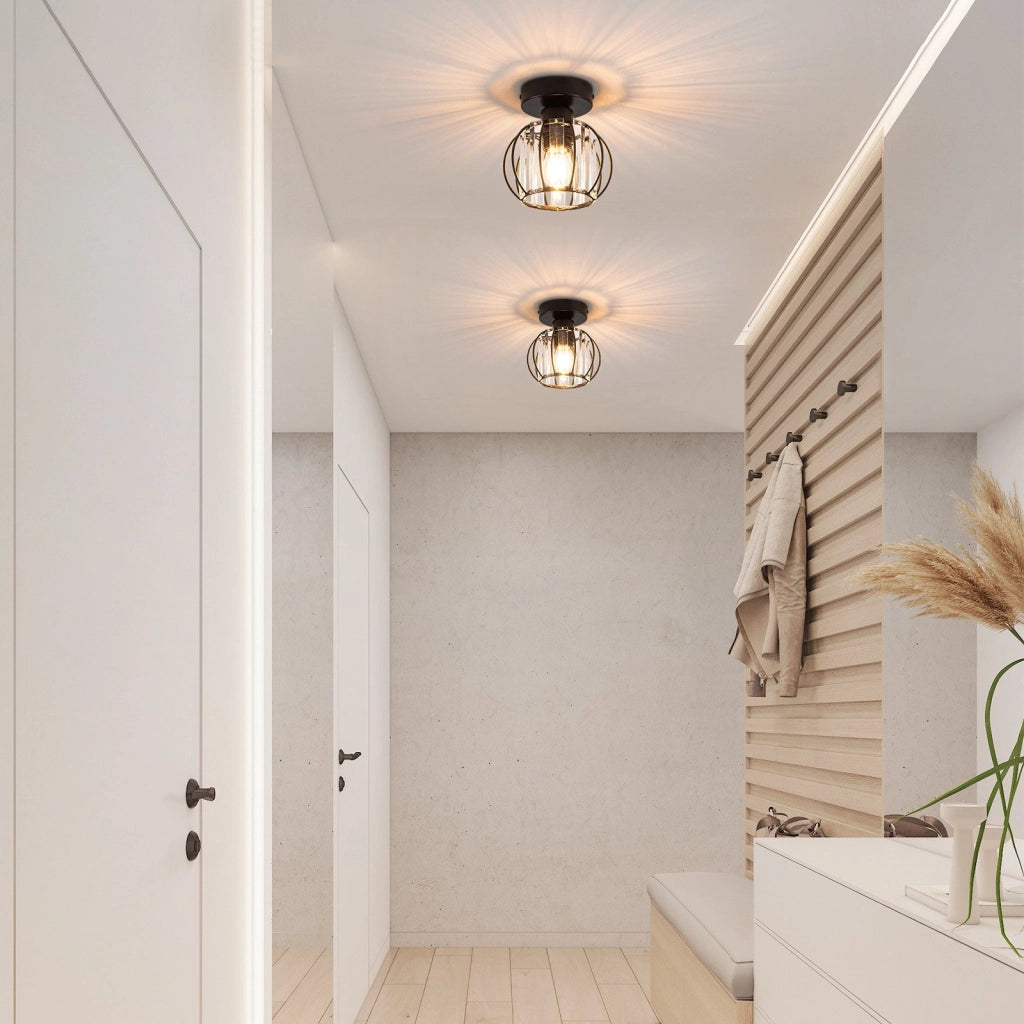 ZMH Lampada da soffitto plafoniera moderna cristallo nero E27 illuminazione elegante vintage per interni