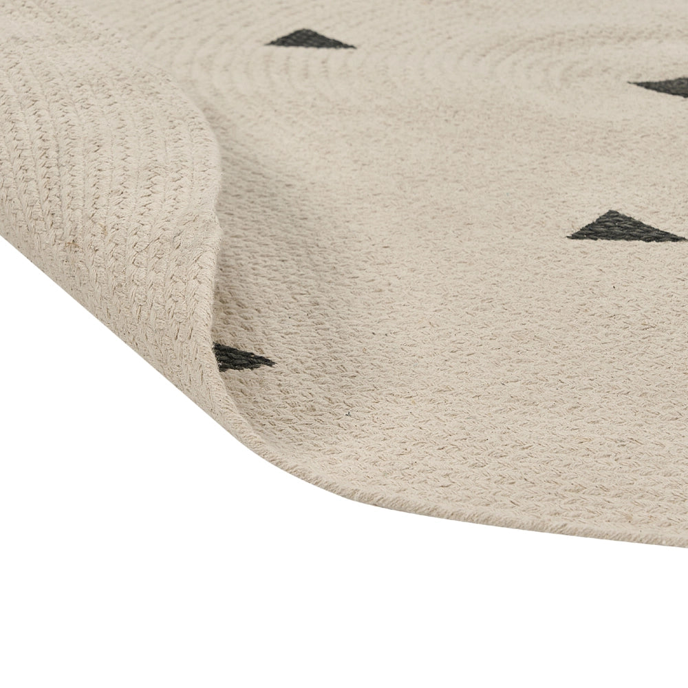 Tappeto rotondo in cotone con motivo geometrico ø 140 cm Beige soggiorno camera da letto moderno