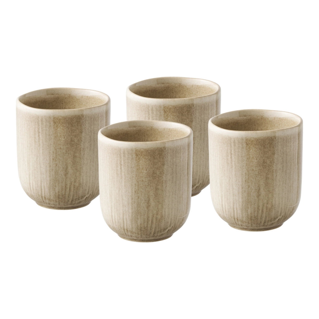 Set 4 tazze Viola in stoneware beige senza manico ø8x9,5 cm