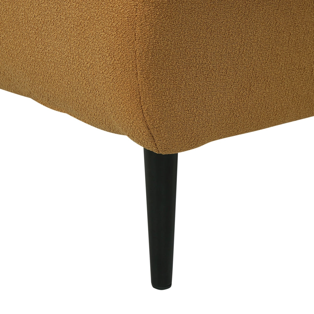 Chaise longue in tessuto bouclé giallo senape Gambe in metallo a sinistra con cuscino Design moderno
