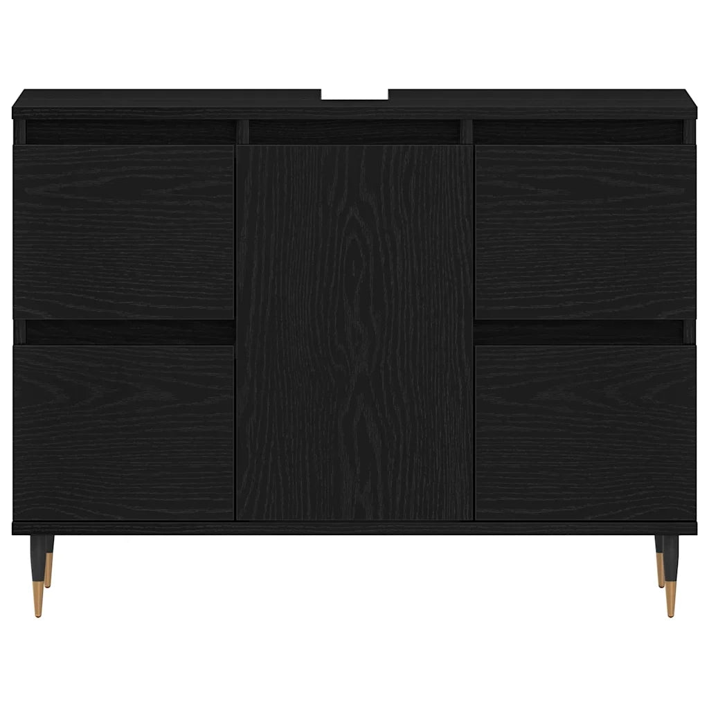Armadio per Lavabo da Bagno Rovere Nero 80 x 33 x 60 cm 862893