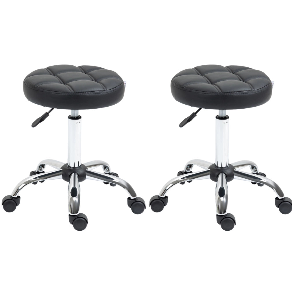 Sgabello girevole ?35;5x48-63 cm con ruote; altezza regolabile in similpelle nera
