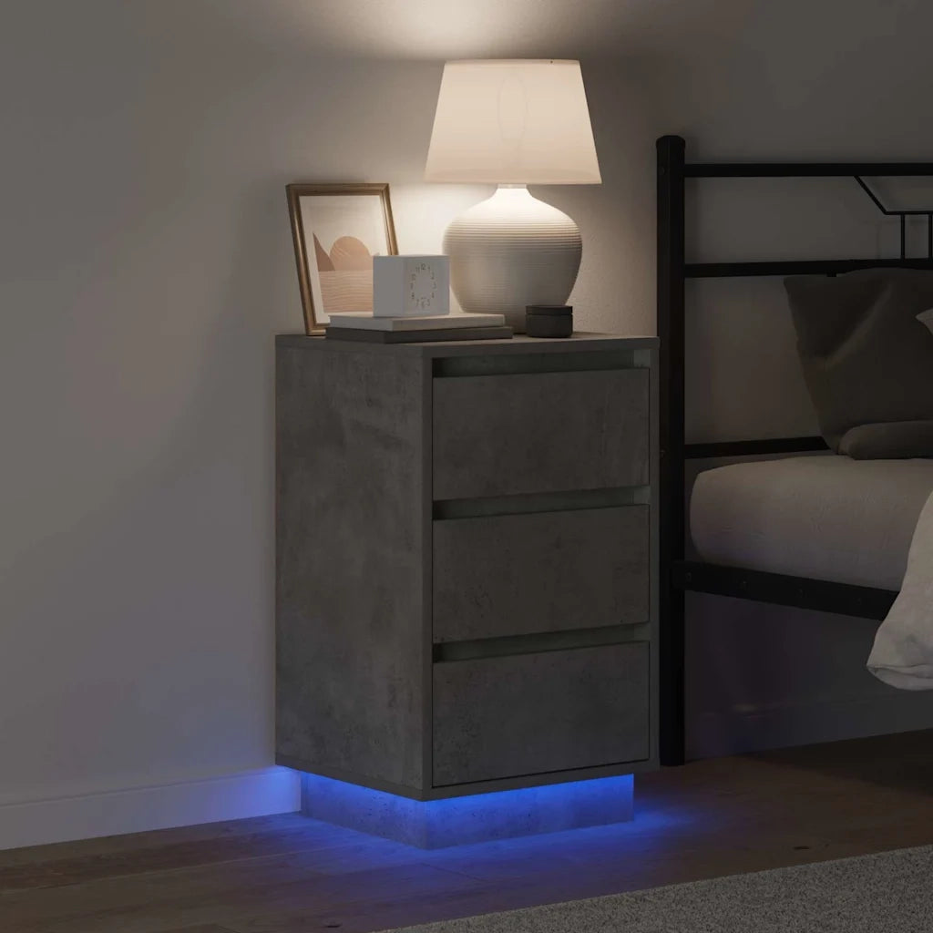 Comodino | Armadio da Notte | Mobiletto da notte con cassetto Grigio cemento 39 x 34,5 x 65 cm