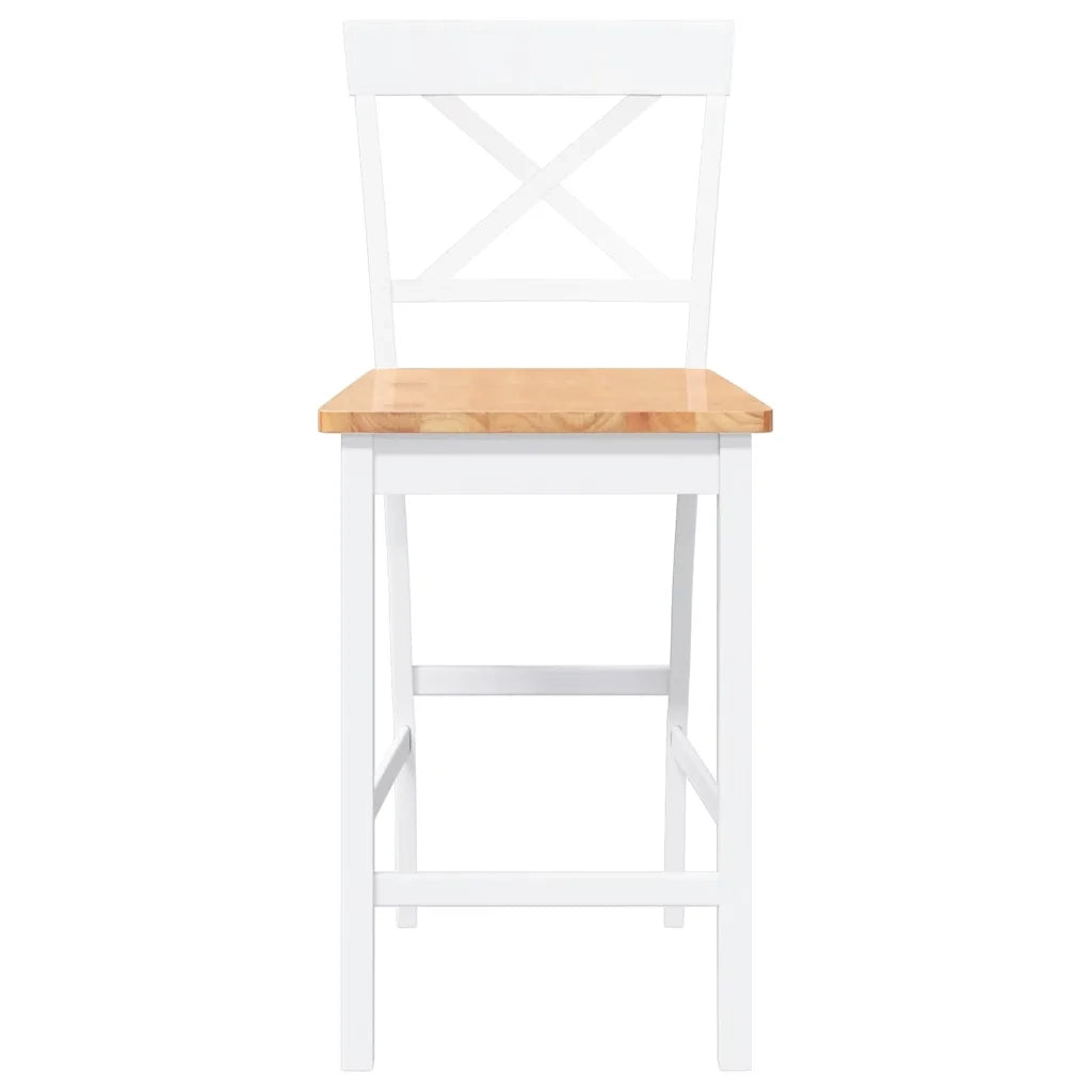 Sgabelli da Bar 2 pz Bianchi in Legno Massello di Hevea 4102552