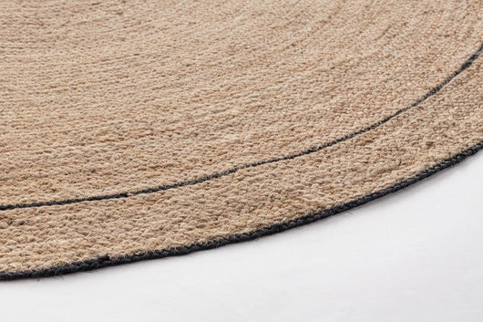 Tappeto Ø 180 cm Ankit in Iuta Naturale-Nero