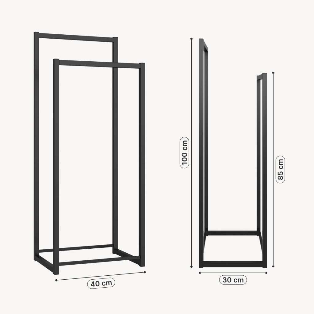 Stand Appendiabiti Holtalen con 2 Barre Organizzatore Guardaroba 100 x 40 x 30 cm - Nero [en.casa]