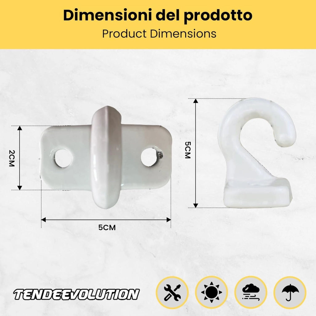 Gancio a Pavimento per tende da sole, Ringhiera ad Uncino Per Tenda a Caduta in Alluminio Colore Nero