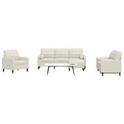 Set di Divani 4 pz con Cuscini e Rinforzi Crema in Velluto