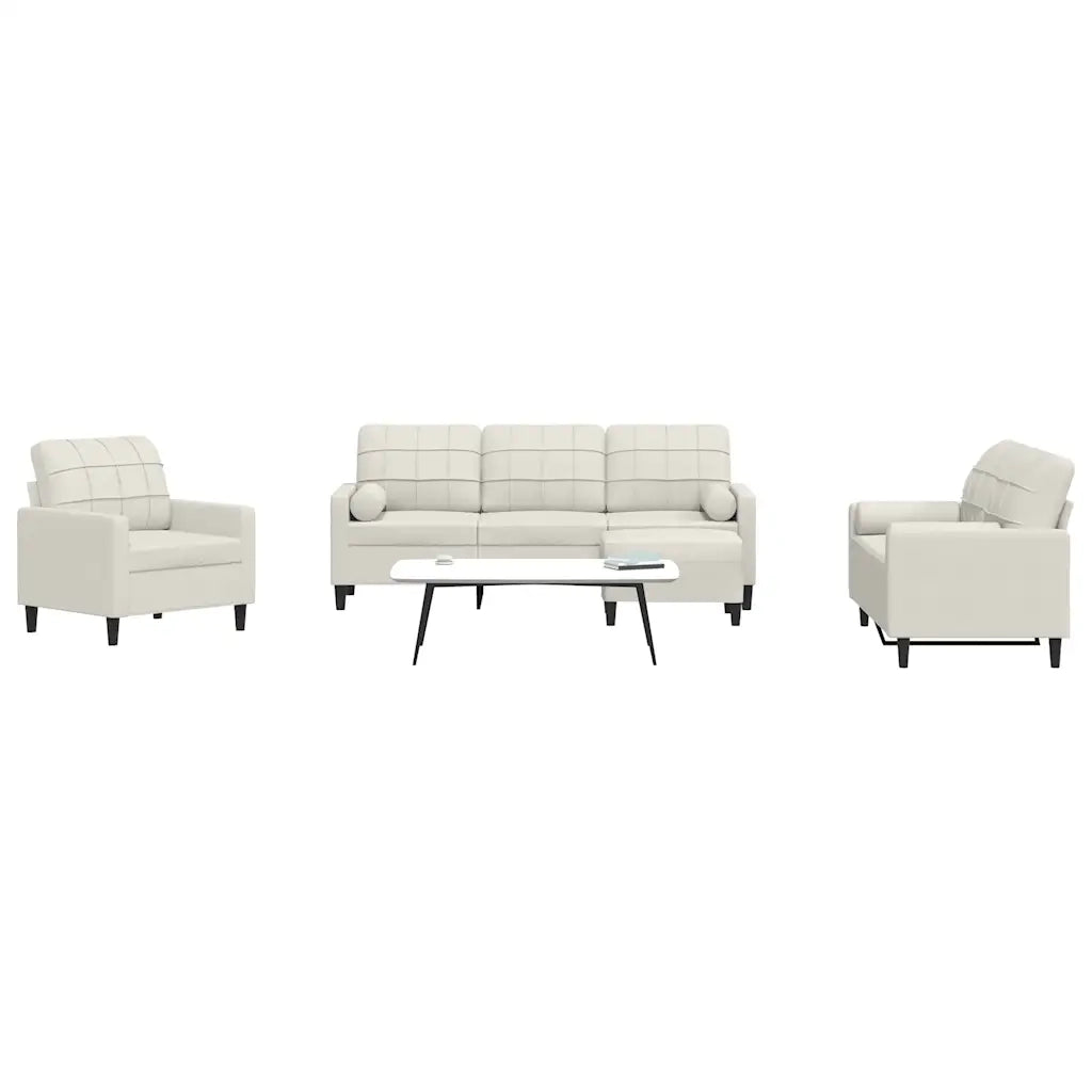 Set di Divani 4 pz con Cuscini e Rinforzi Crema in Velluto