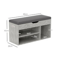 Panca Scarpiera Salvaspazioni con Vani a Giorno e a Scomparsa 80x30x45 cm Nero e Grigio