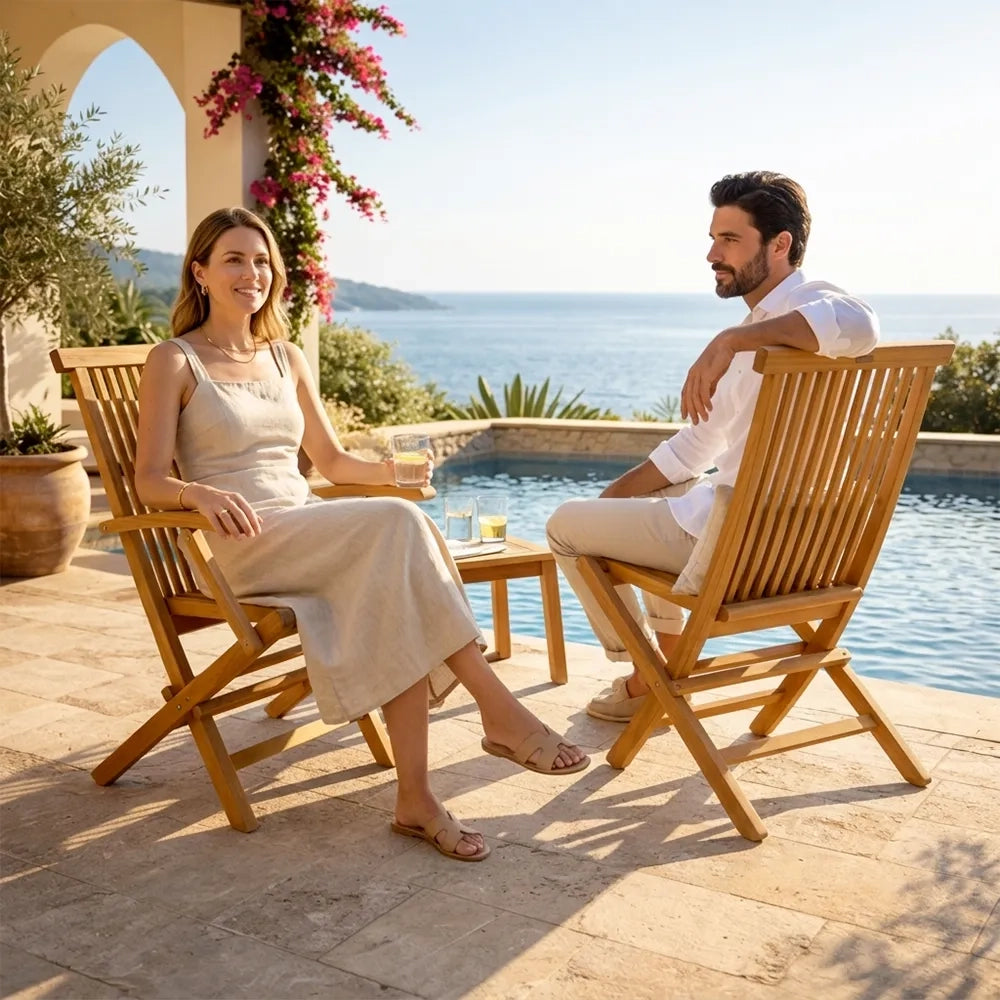 Set di 2 Sedie Pieghevoli in Teak – Pinta