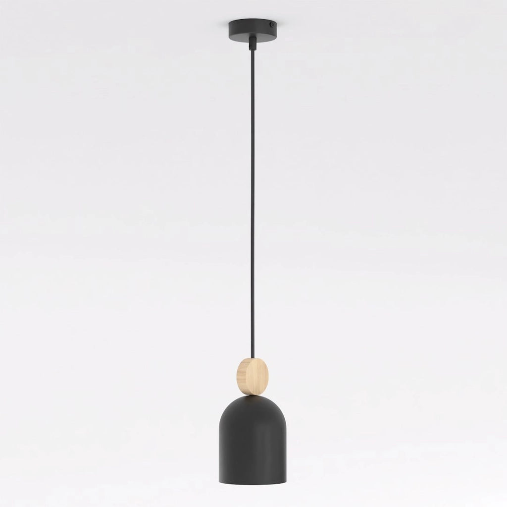Lampada sospesa MESI nera ovale legno 1xGU10 minimal Emibig