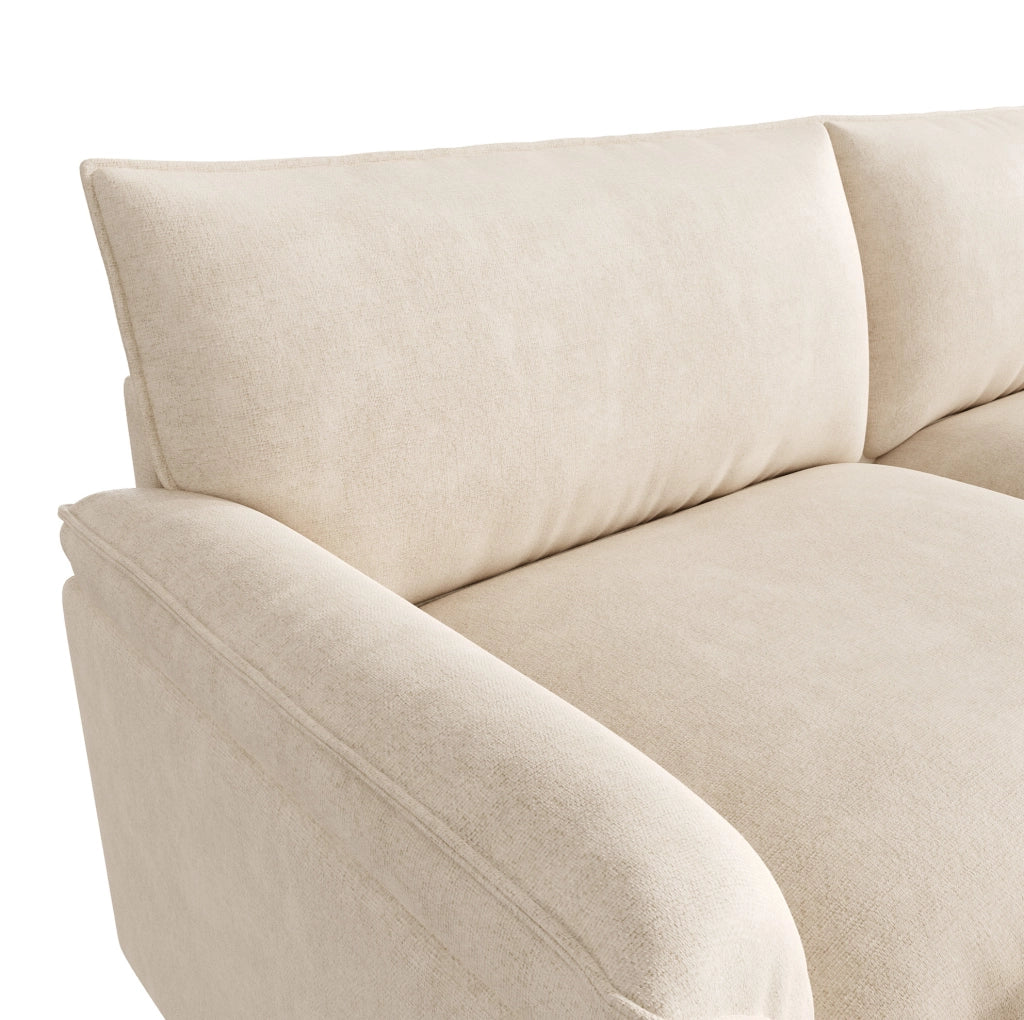 Divano modulare convertibile in letto in chenille Beige 216x77x82 cm