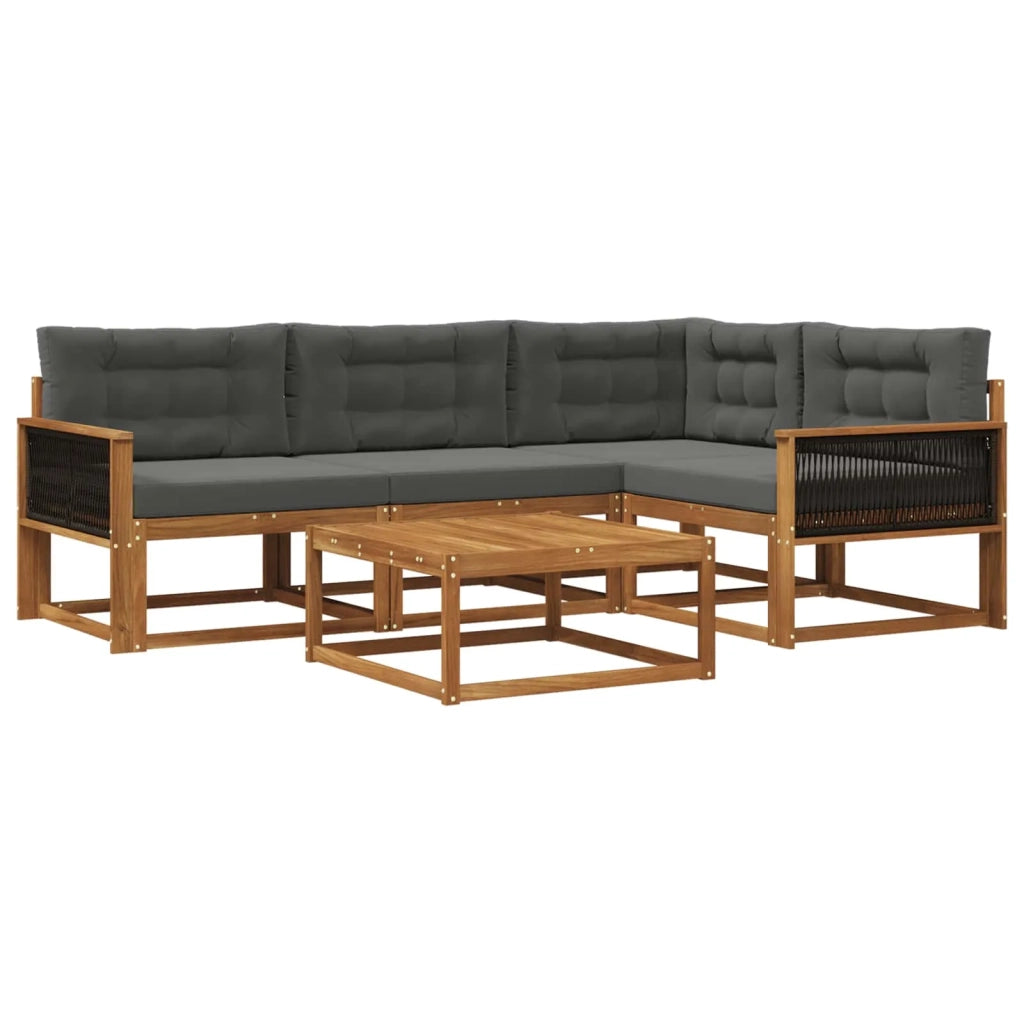 Set di divani da esterno con cuscino 5 pcs Naturale e Antracite 3382545
