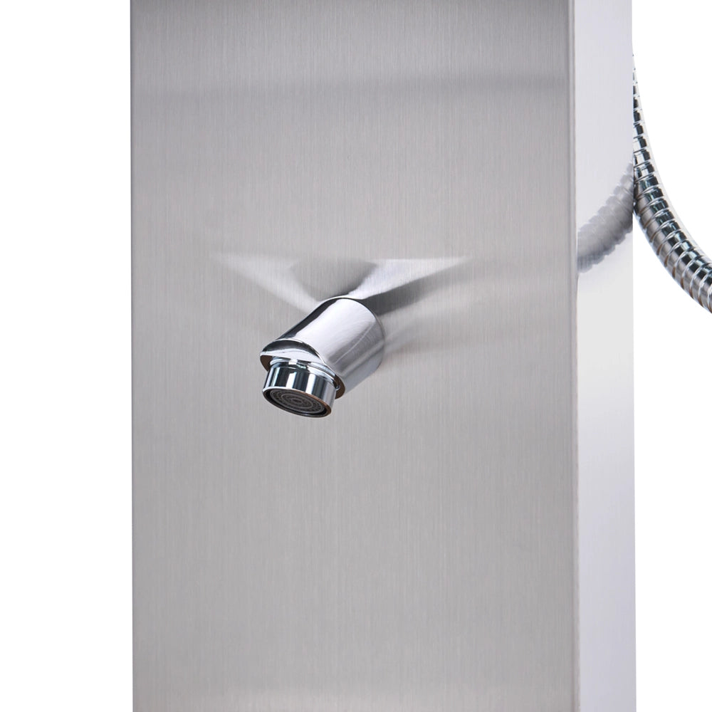 Set doccia con miscelatore da esterno in acciaio inossidabile argento e marrone chiaro con funzione a pioggia stile moderno da giardino