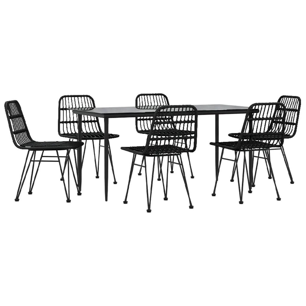 Set da Pranzo da Giardino 7 pz Nero in Polyrattan cod mxl 35587