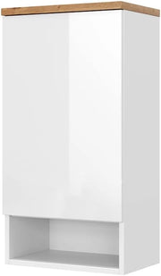 Mobile bagno Eden, Bianco lucido, 40 x 77.5 cm con 4 scomparti, per montaggio a parete con suddivisione interna variabile