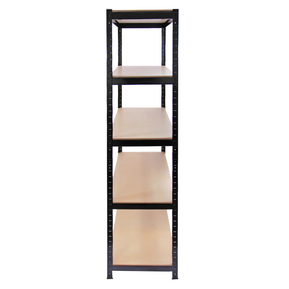 10 Scaffali in Acciaio Senza Bulloni T-Rax Neri Larghi 90cm per Magazzino e Box