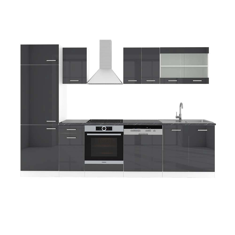 Vicco Cucina componibile Antracite lucido/bianco 300 cm , PL Antracite
