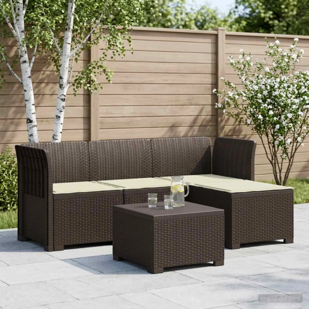 Divano da giardino 4 posti con cuscini aspetto rattan PP 3443930