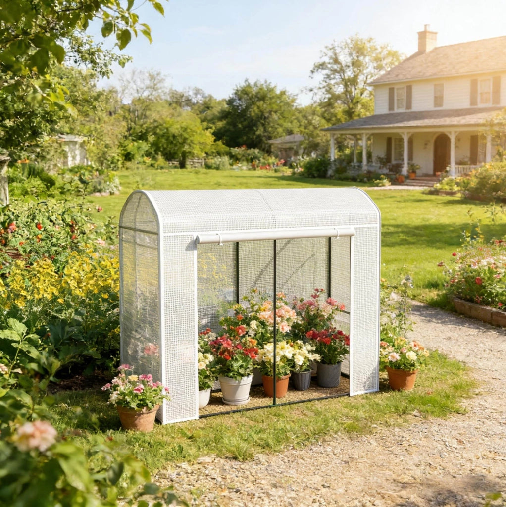 Serra da Giardino Bianca con Telo in PE e Struttura in Acciaio