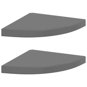 2 pz Scaffali Angolari a Parete | Mensola sospesa Grigio Lucido 35x35x3,8 cm MDF