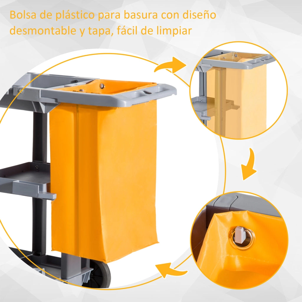 Carrello per Pulizia Professionale ¨C Minimal ¨C Grigio e Giallo 121x50.5x96.5 cm