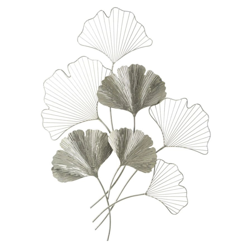Decorazione in Metallo 3D Foglia 47, Argento, Metallo, 62x4x86 cm