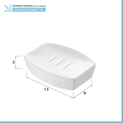 Portasapone bagno bianco d'appoggio in ceramica
