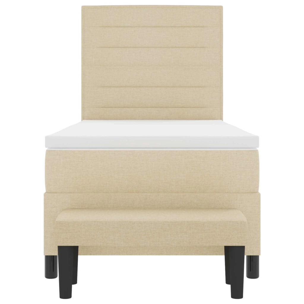 Letto a molle con testiera Crema 90 x 190 cm Tessuto 3343958