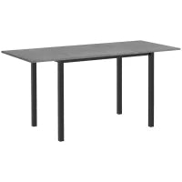 Tavolo da Pranzo Estensibile, Tavolo da Cucina, Design Moderno, con Grande Piano, per 6 Persone, Struttura in Acciaio, Grigio Scuro