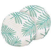 Set di 2 cuscini da esterno in tessuto di poliestere beige e verde con motivo a foglia di palma ⌀ 40 cm esterno interno giardino