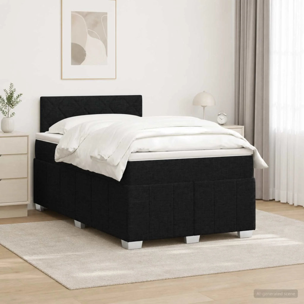Letto box spring con materasso Nero 120 x 190 cm Tessuto 3452637