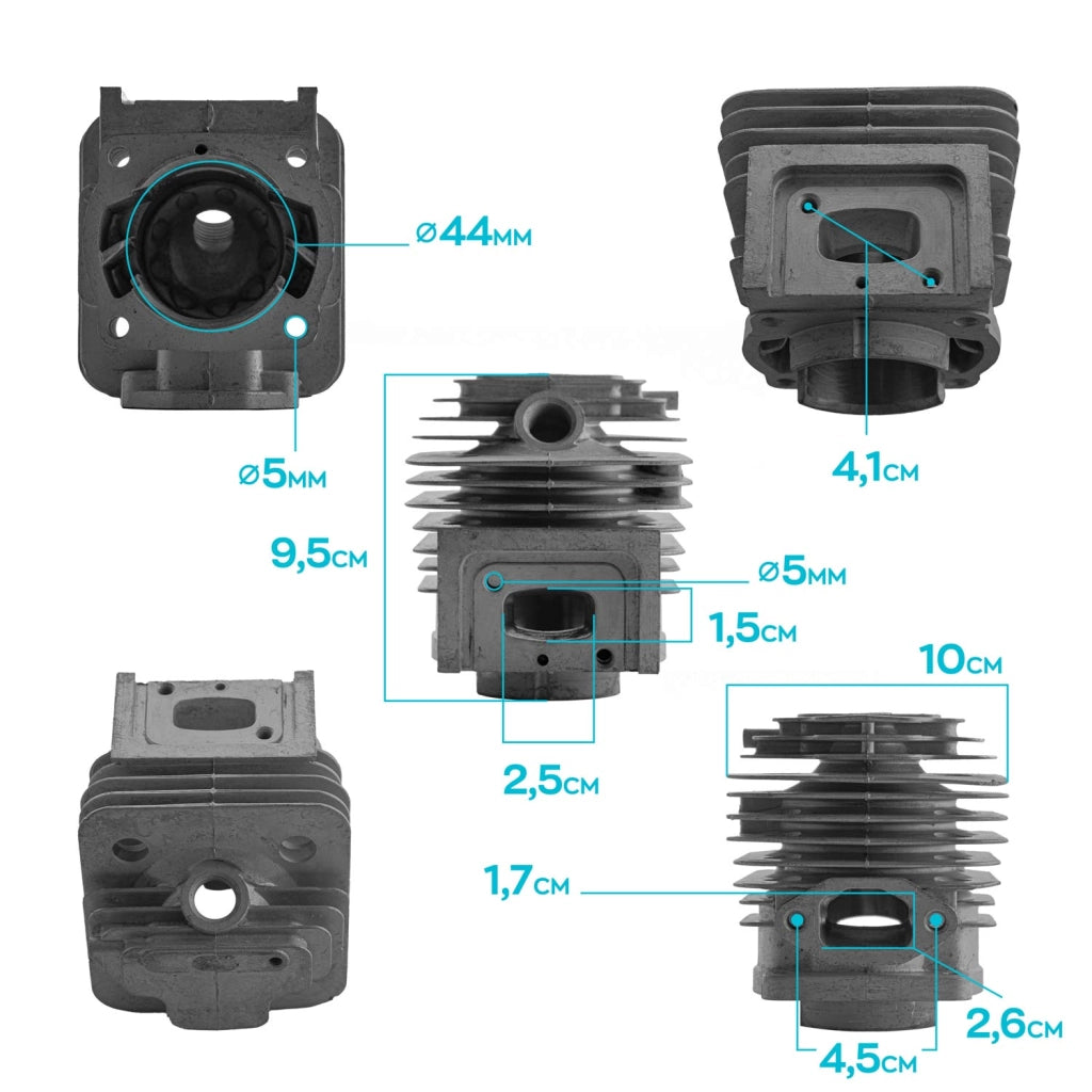 Gruppo termico per motozappa 52cc - ricambio compatibile cilindro + pistone per motori a 2 tempi da 52cc