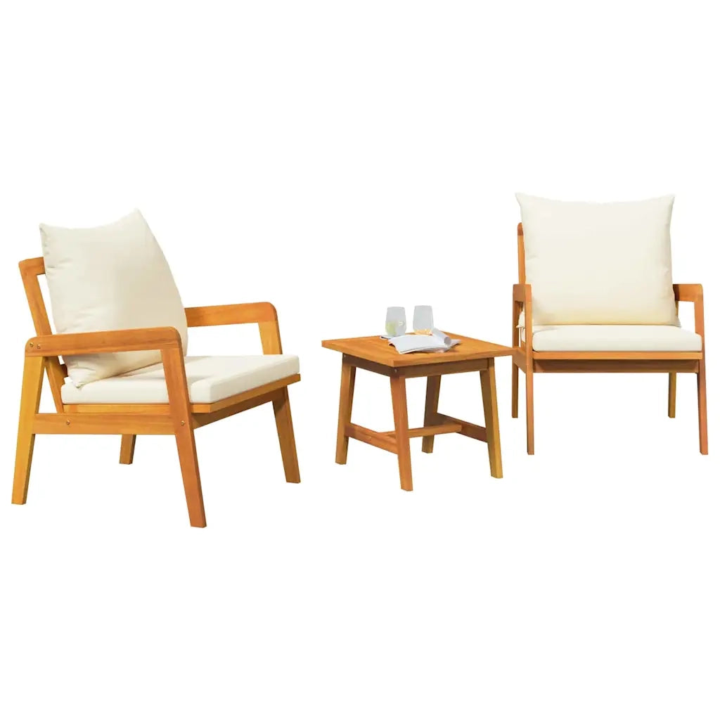 Set bistrot con cuscino 3 pcs Marrone Legno di Acacia Massello 4106456