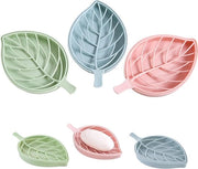6 contenitori per sapone, a foglia, contenitore per sapone in plastica, mantiene il sapone asciutto e pulito per bagno, cucina, area doccia, area lavanderia (rosa, blu, verde)
