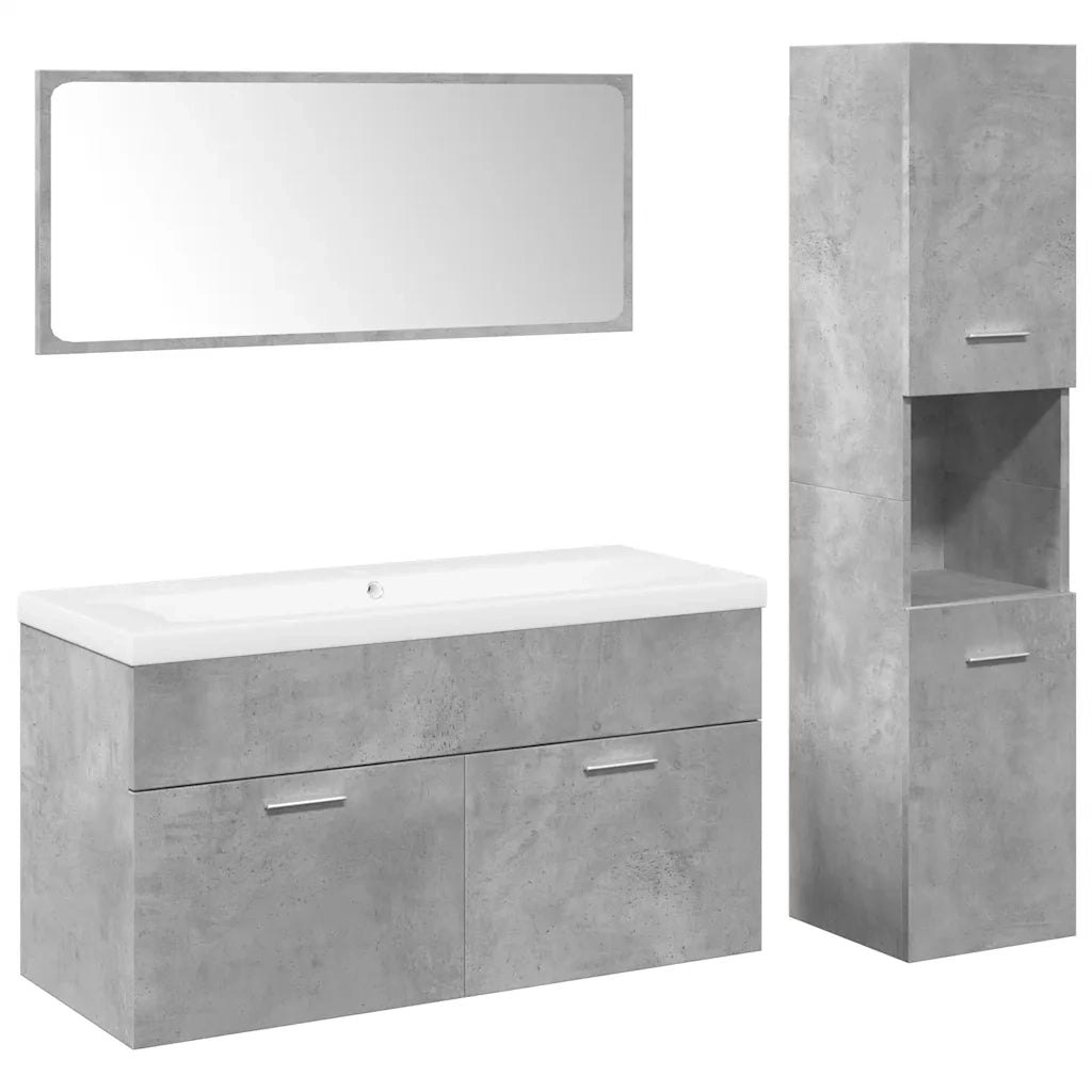 vidaXL Set Mobili da Bagno 4 pz Grigio Cemento in Legno Multistrato