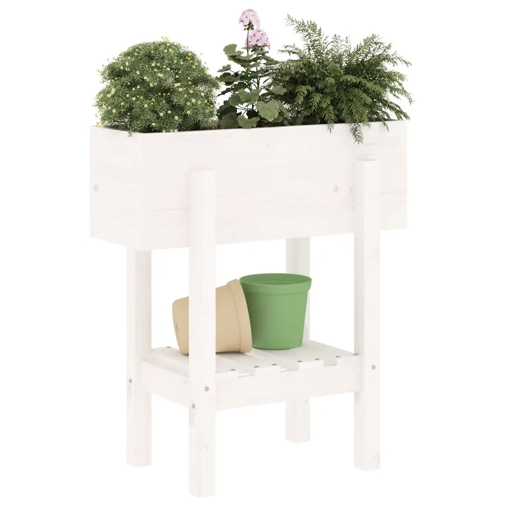 Fioriera da Giardino Bianca 62x30x69 cm Legno Massello di Pino cod mxl 118158