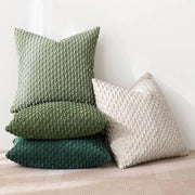 Set di cuscini in flanella di cotone a rilievo a forma di ribba, confezione da 4 pezzi, dimensioni 40 x 40 cm, colore verde