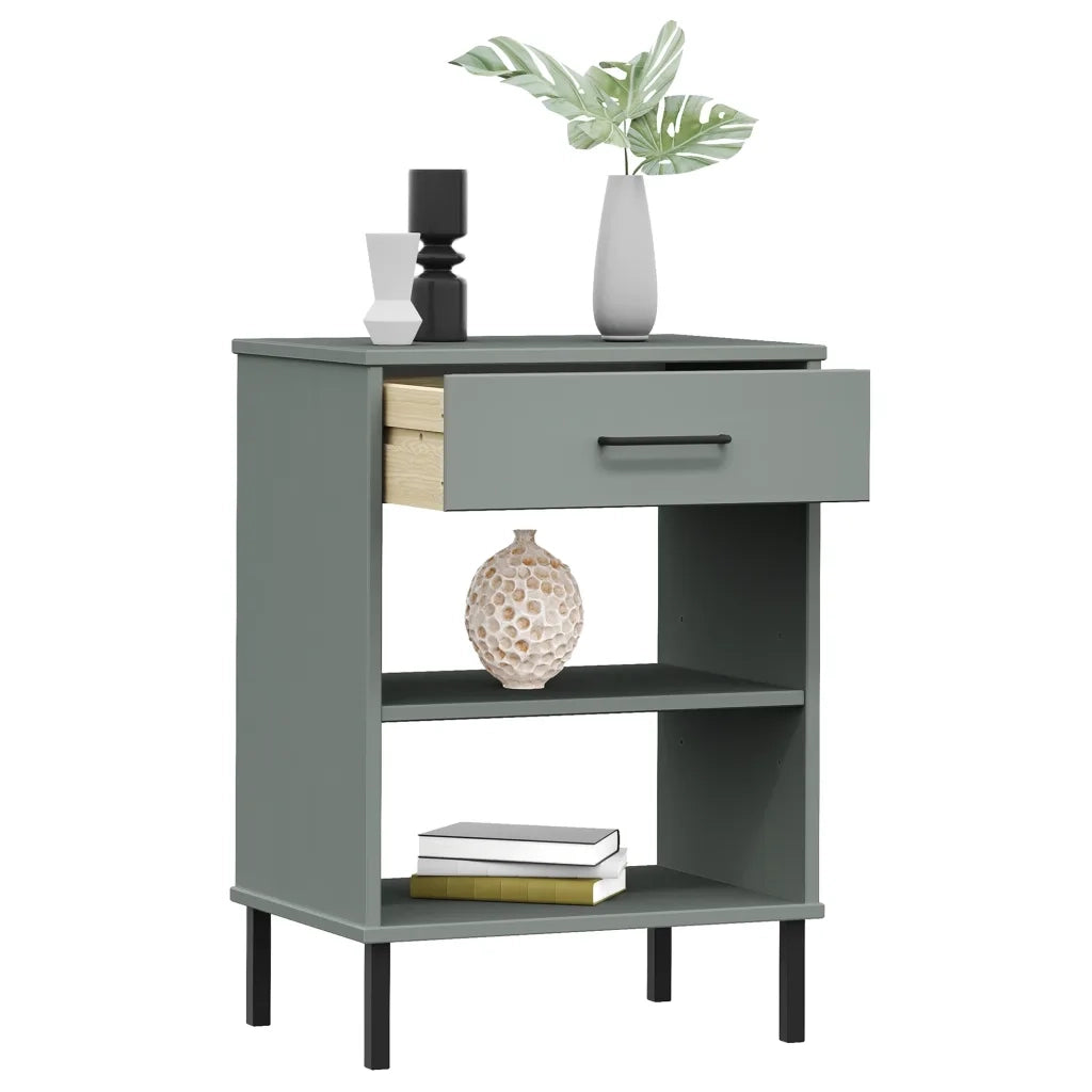 Mobile Consolle | Tavolo d'Ingresso Gambe Metallo Grigio Legno Massello Pino OSLO