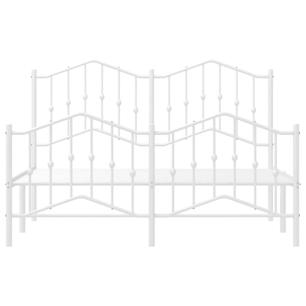Giroletto con Testiera e Pediera-Struttura Letto Metallo Bianco 135x190 cm 480728