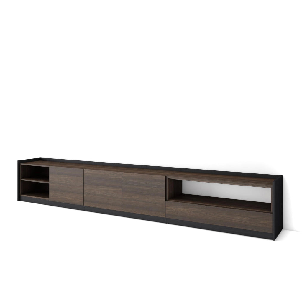 Mobile TV Soggiorno, 310x50x37 cm, Per TV fino a 80", Mobile Soggiorno, Rovere scuro e Nero