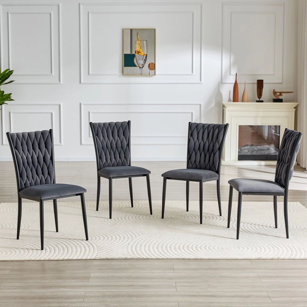 Sedia da Pranzo con Schienale Alto Ergonomico e Seduta Imbottita, in Velluto, Grigio Scuro