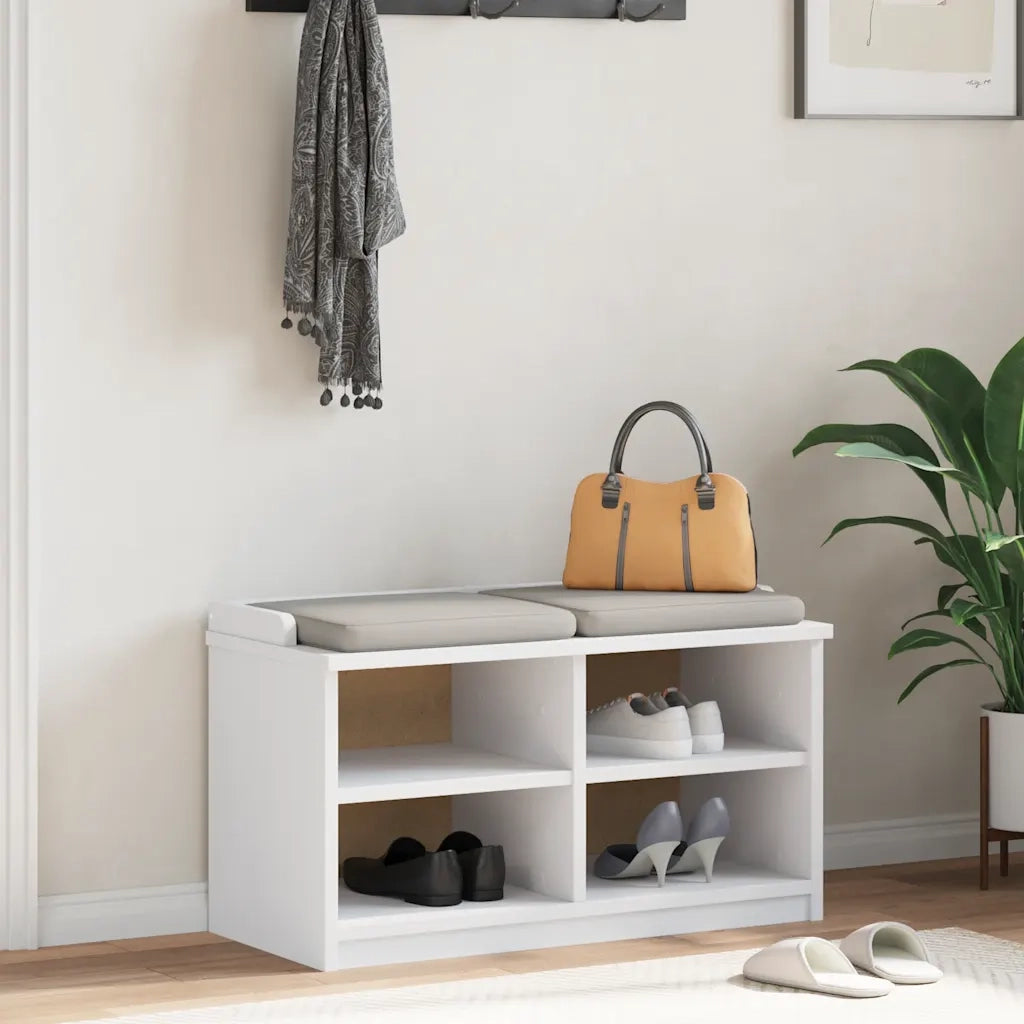 Panca da Corridoio-Sgabello-Panca con Contenitore SANDNES Bianca 87x40x50 cm in Legno di Pino 193791