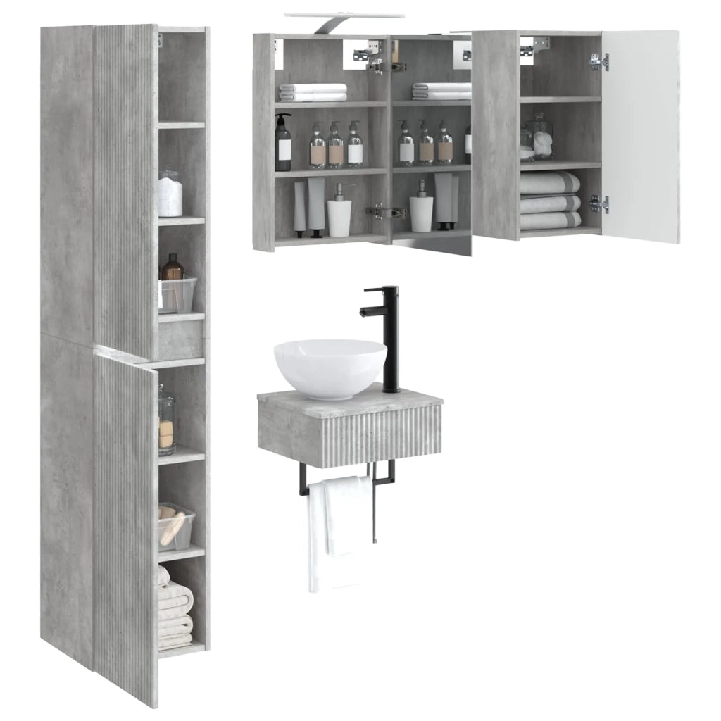 Set di mobili per il bagno 5 pcs Grigio Cemento 3407242
