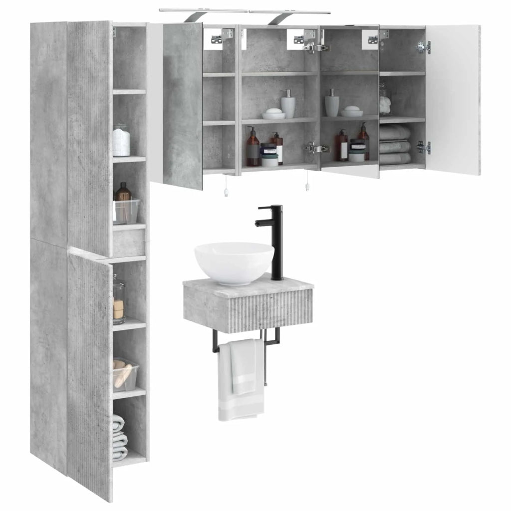 Set di mobili per il bagno 5 pcs Grigio Cemento 3407242