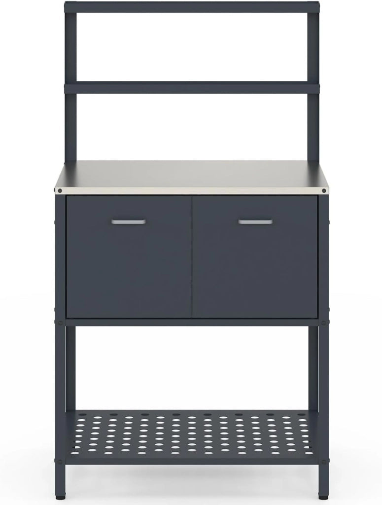 Cucina da esterno a 2 ante PAREO con 2 ripiani sospesi in acciaio grigio antracite