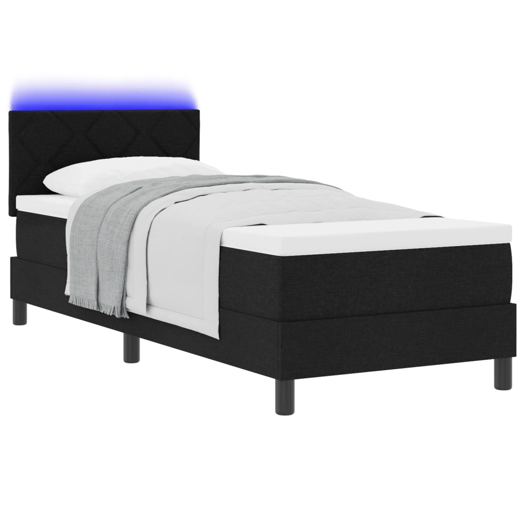 Letto Box Spring con Materasso & LED Nero 80x200 cm Tessuto